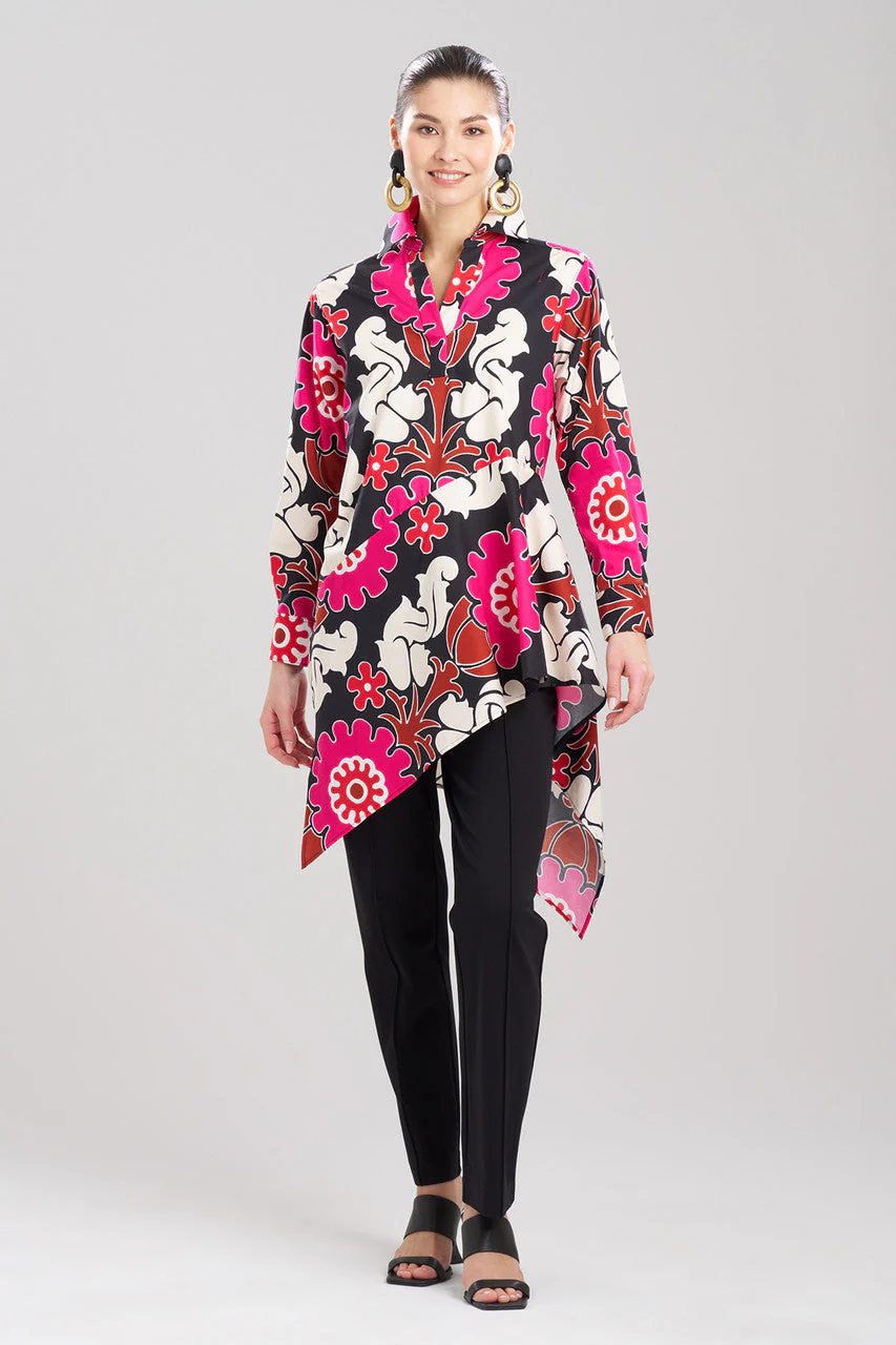 Talitha Cotton Poplin Asymmetrical Flounce Shirt