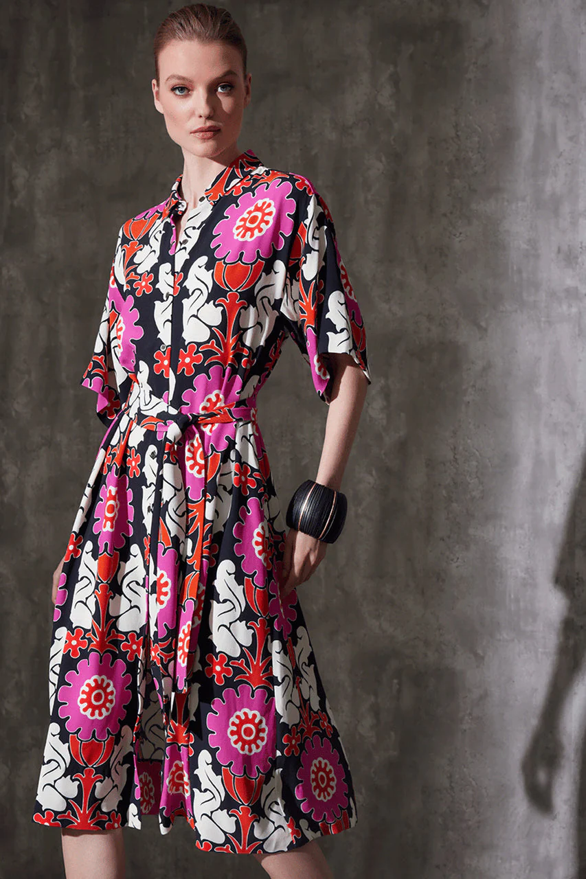 Talitha Crepe A-Line Belted Shirtdress - Image 3
