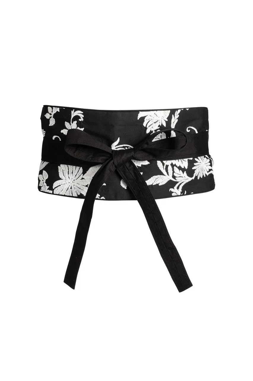 Tangier Embroidered Cotton Obi Belt - Image 2