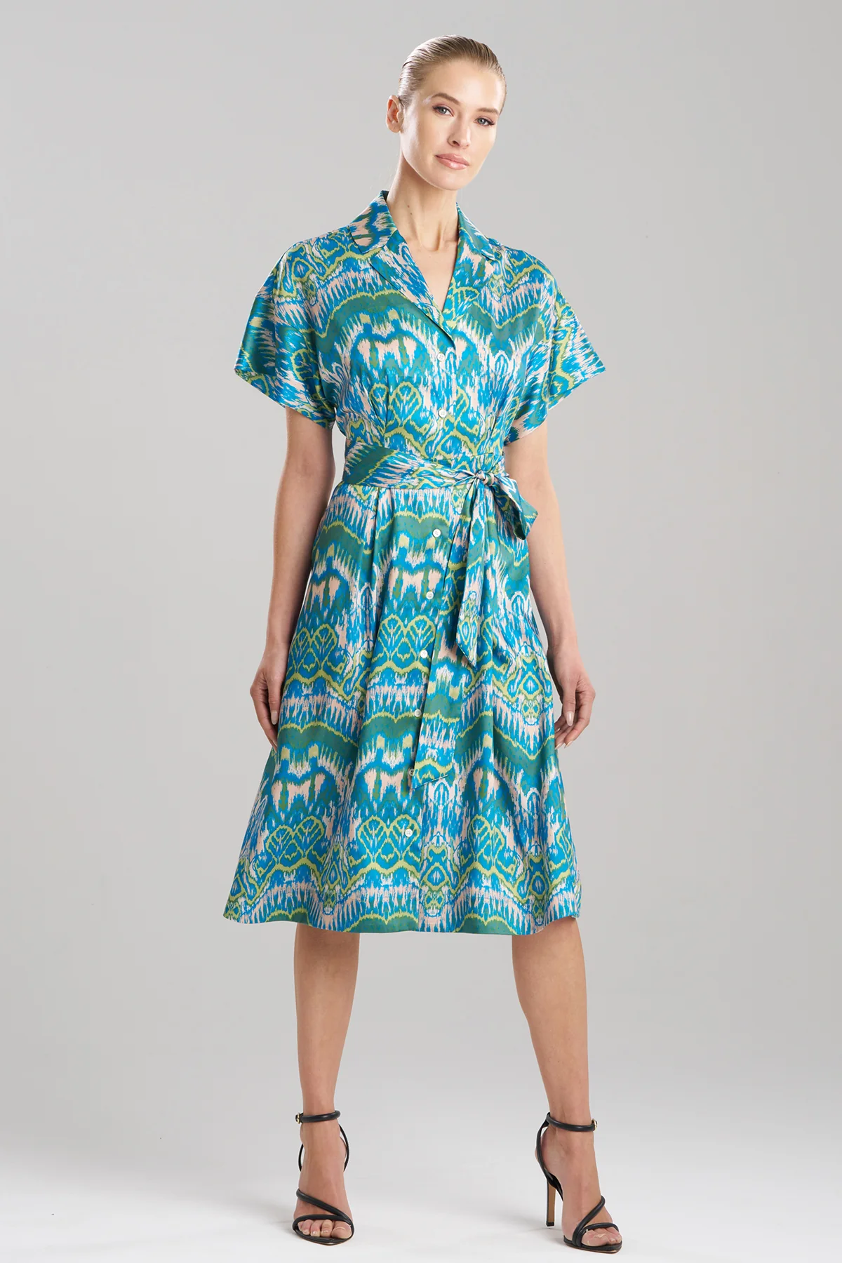 Tau Ikat Silky Twill Shirtdress