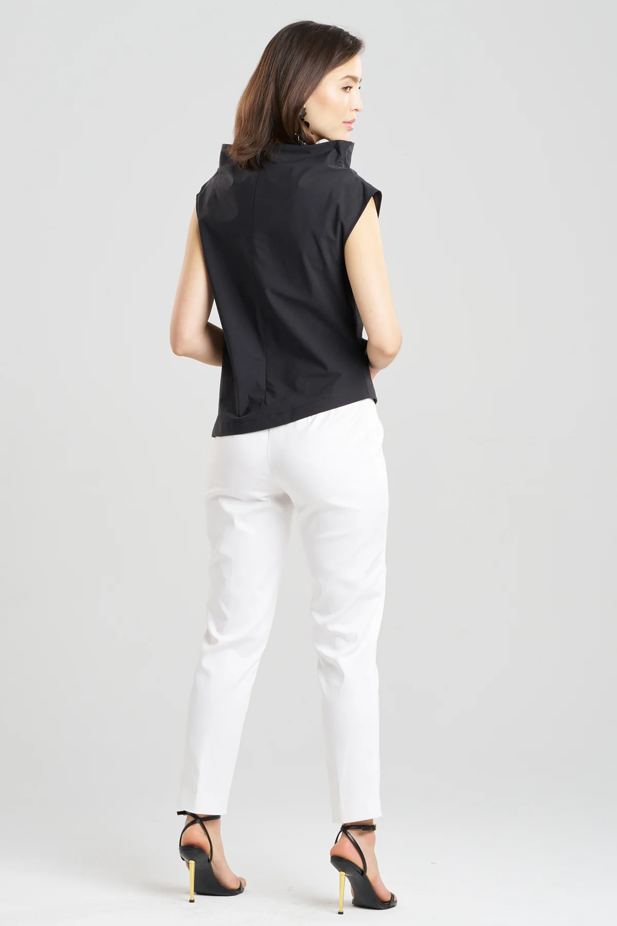 Tech Cotton Taffeta Asymmetric Funnel Neck Top - Image 3