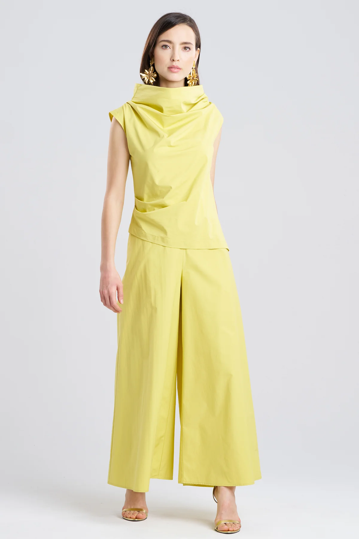 Tech Cotton Taffeta Asymmetric Funnel Neck Top - Image 2