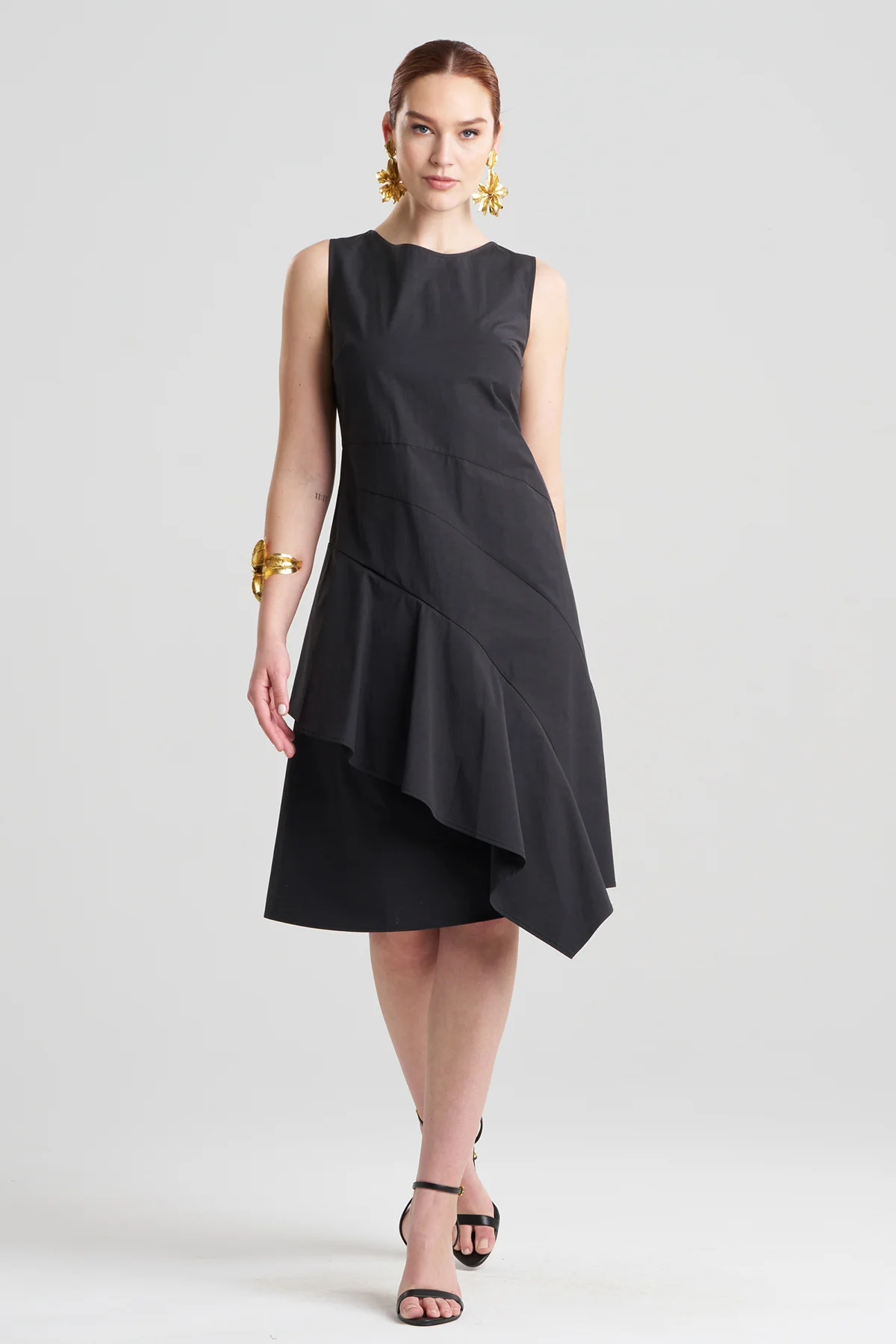 Tech Cotton Taffeta Asymmetric Origami Dress - Image 2