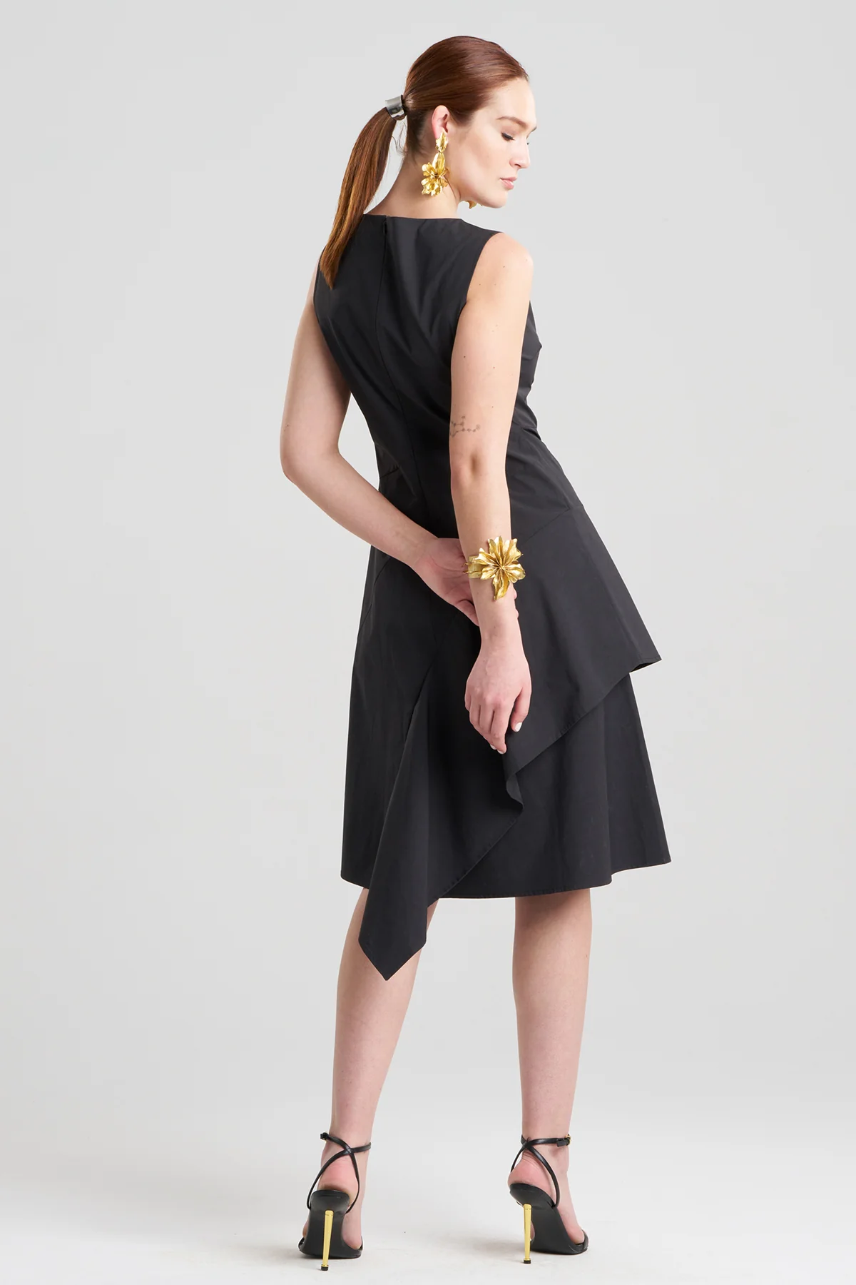 Tech Cotton Taffeta Asymmetric Origami Dress - Image 3