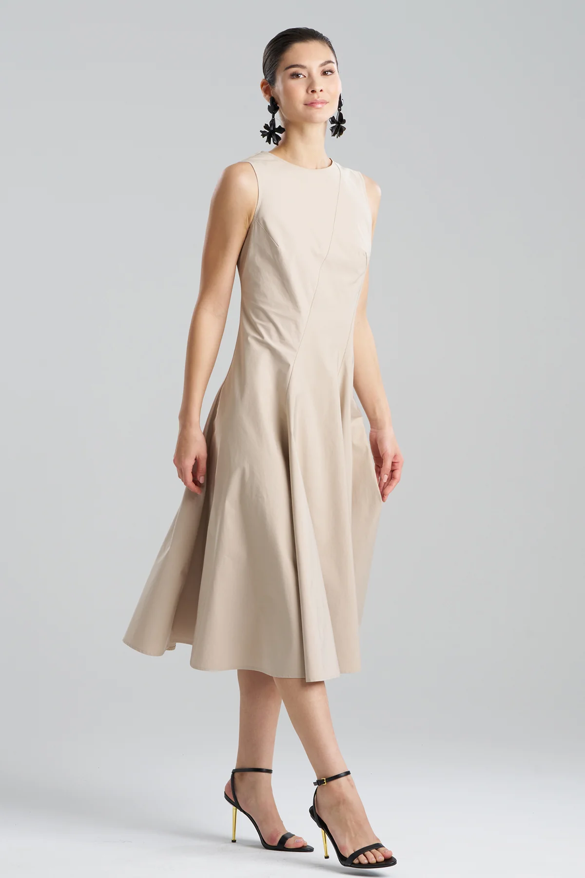 Tech Cotton Taffeta Asymmetrical Seam Dress - Image 2