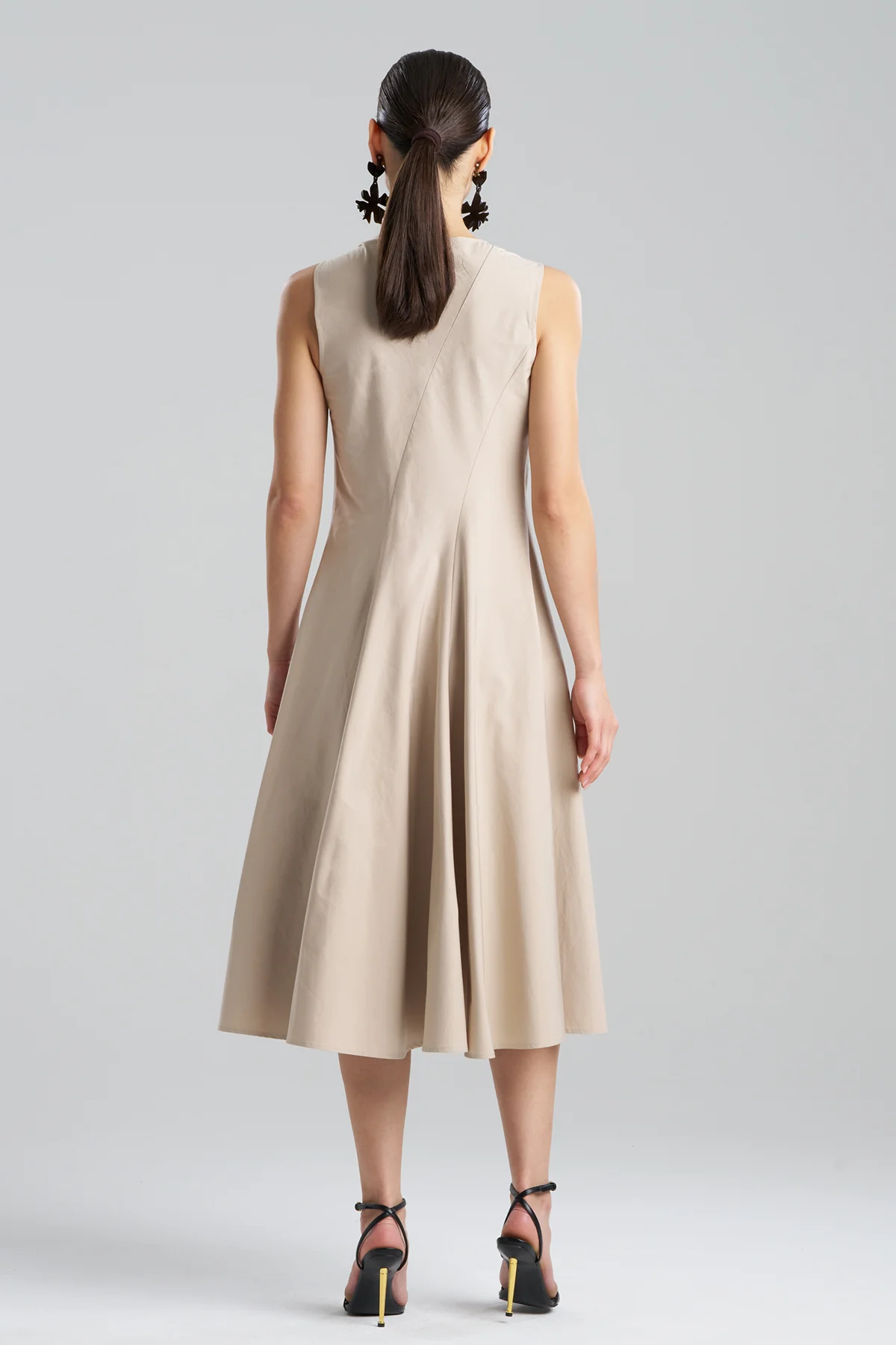 Tech Cotton Taffeta Asymmetrical Seam Dress - Image 3