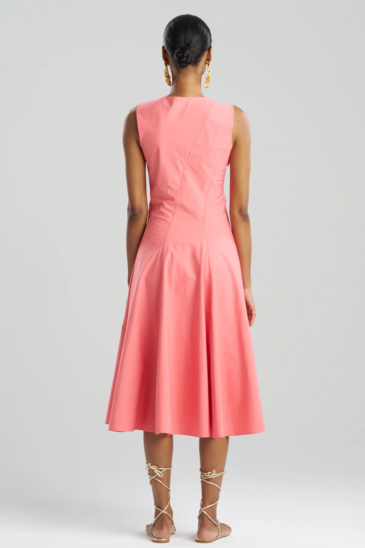 Tech Cotton Taffeta Asymmetrical Seam Dress - Image 3