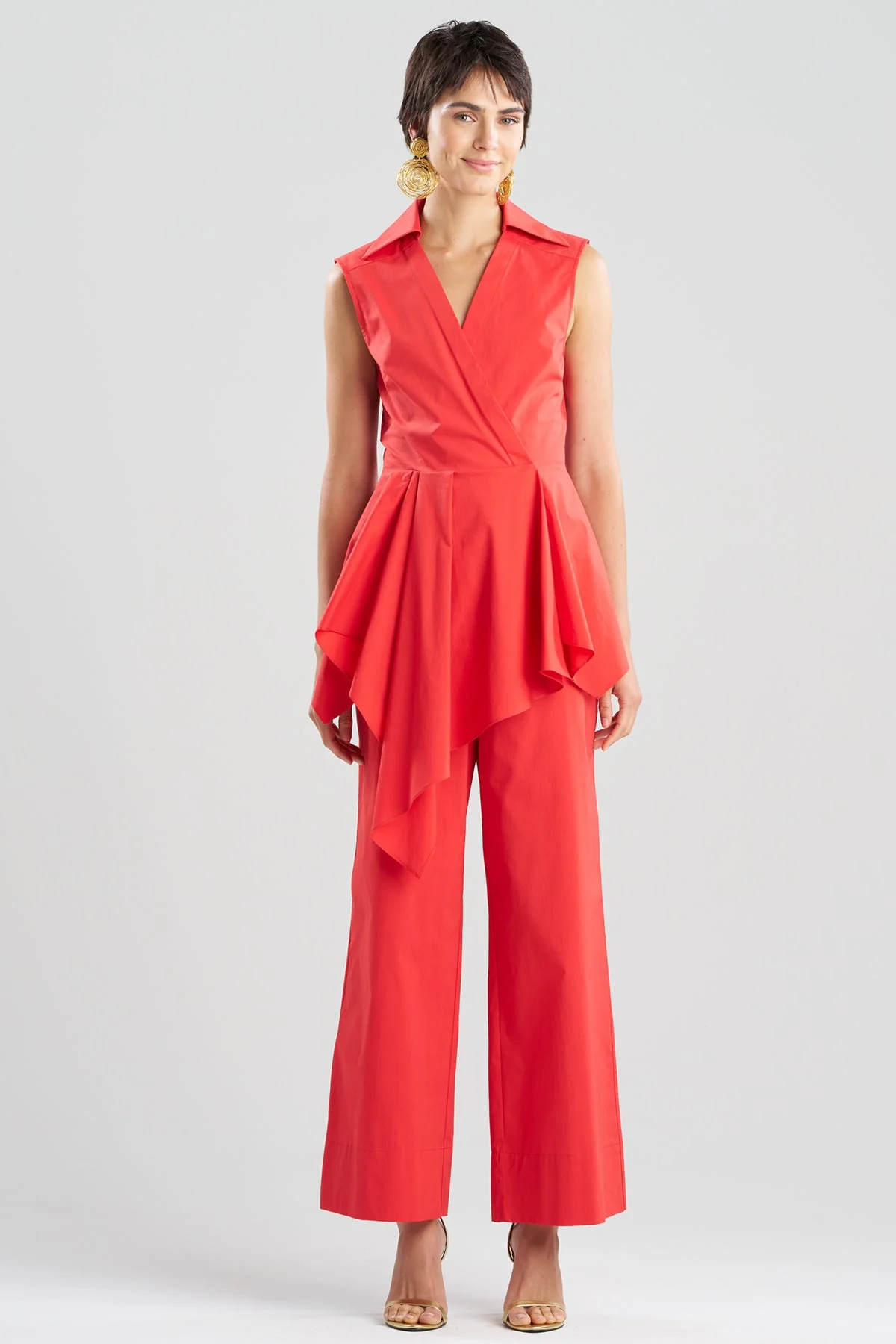 Tech Cotton Taffeta Cascade Peplum Shirt - Image 2