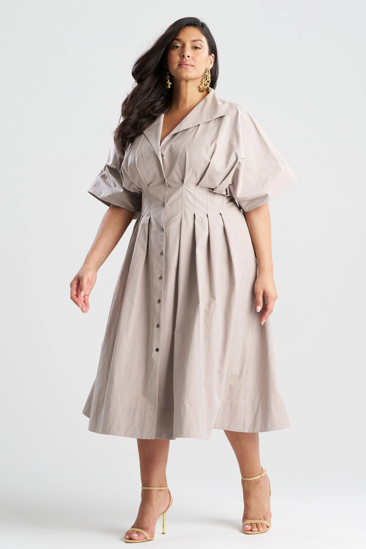 Tech Cotton Taffeta Collar Dress - Image 4