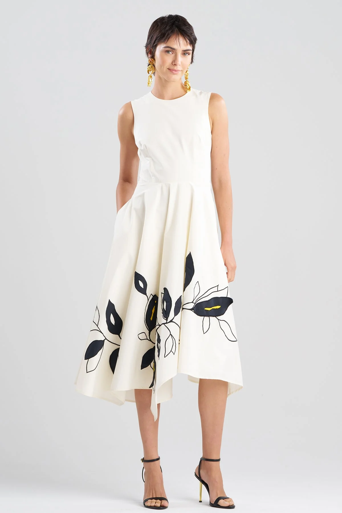 Tech Cotton Taffeta Embroidered Origami Maxi Dress - Image 2