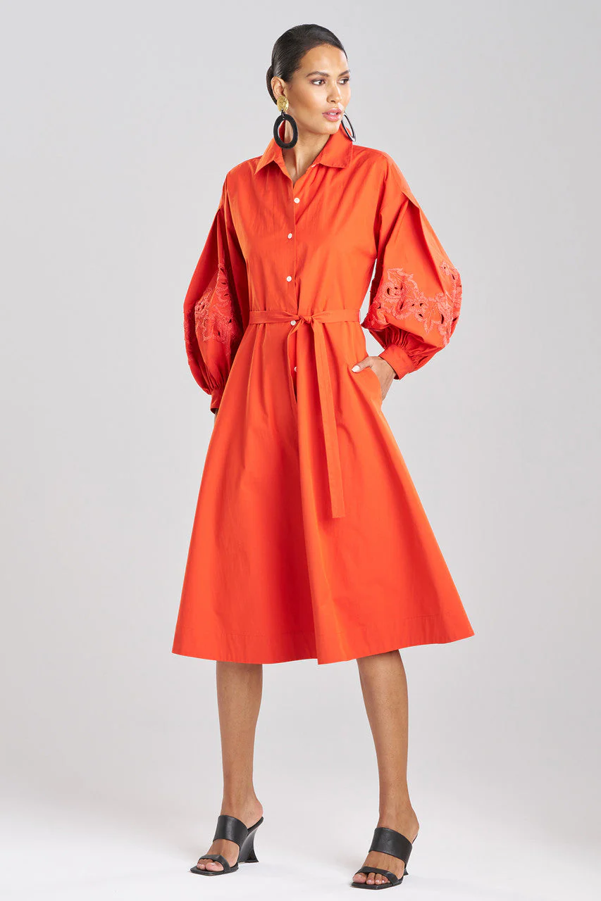 Tech Cotton Taffeta Embroidered Shirtdress - Image 2