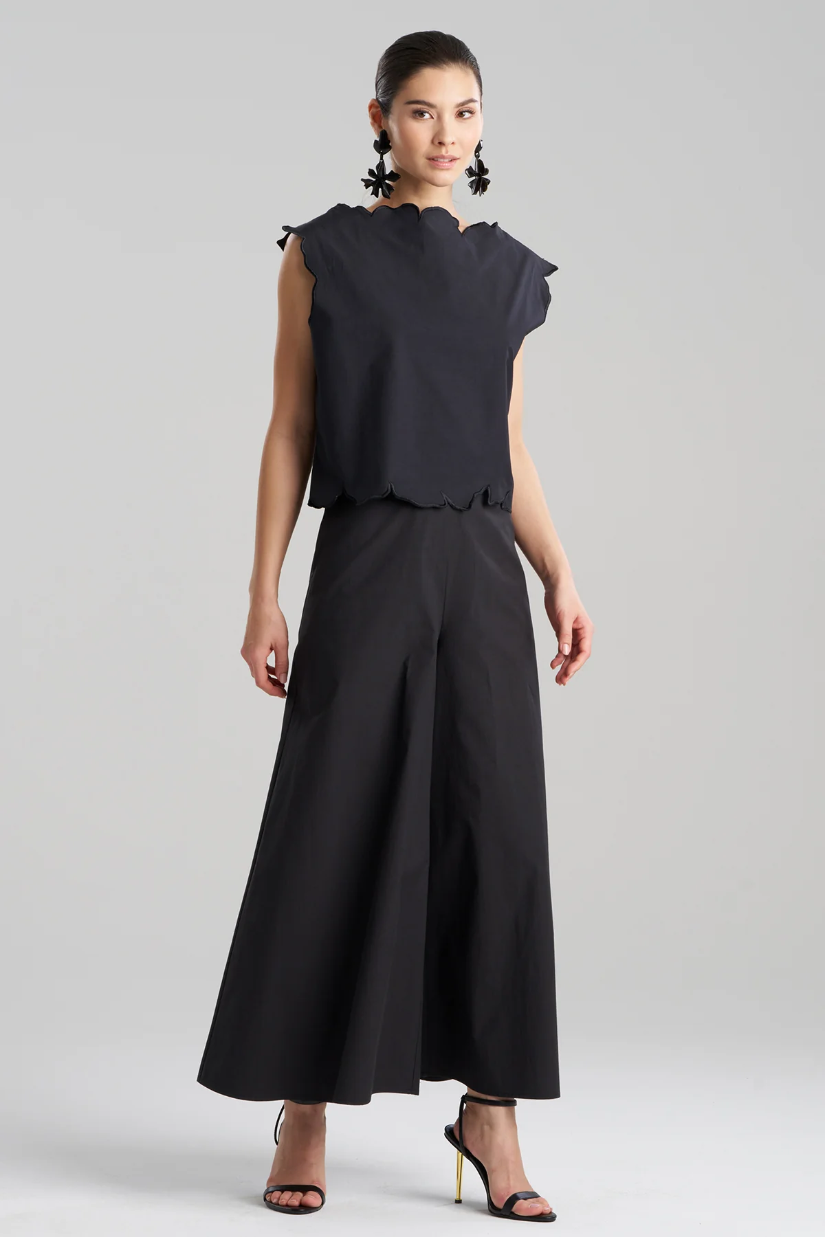 Tech Cotton Taffeta Embroidered Square Top