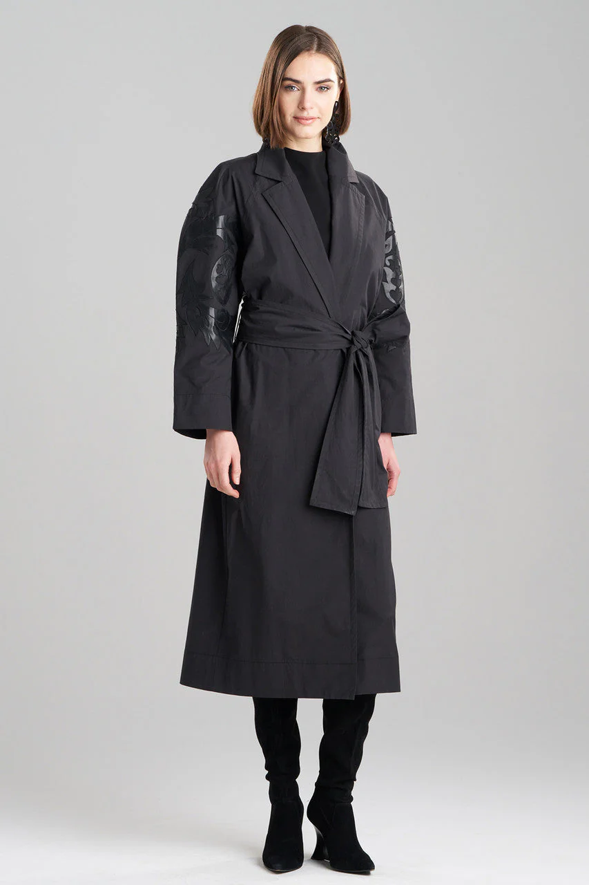 Tech Cotton Taffeta Embroidered Trench Coat - Image 2
