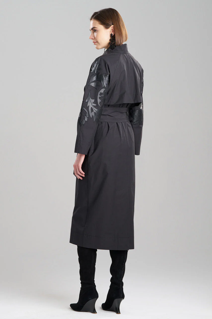 Tech Cotton Taffeta Embroidered Trench Coat - Image 3