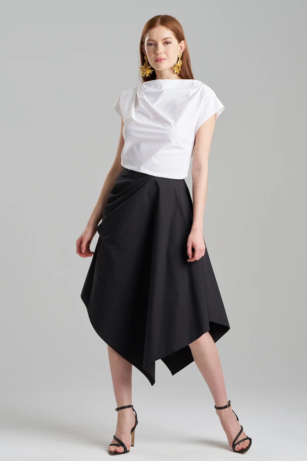 Tech Cotton Taffeta Origami Asymmetrical Skirt - Image 2