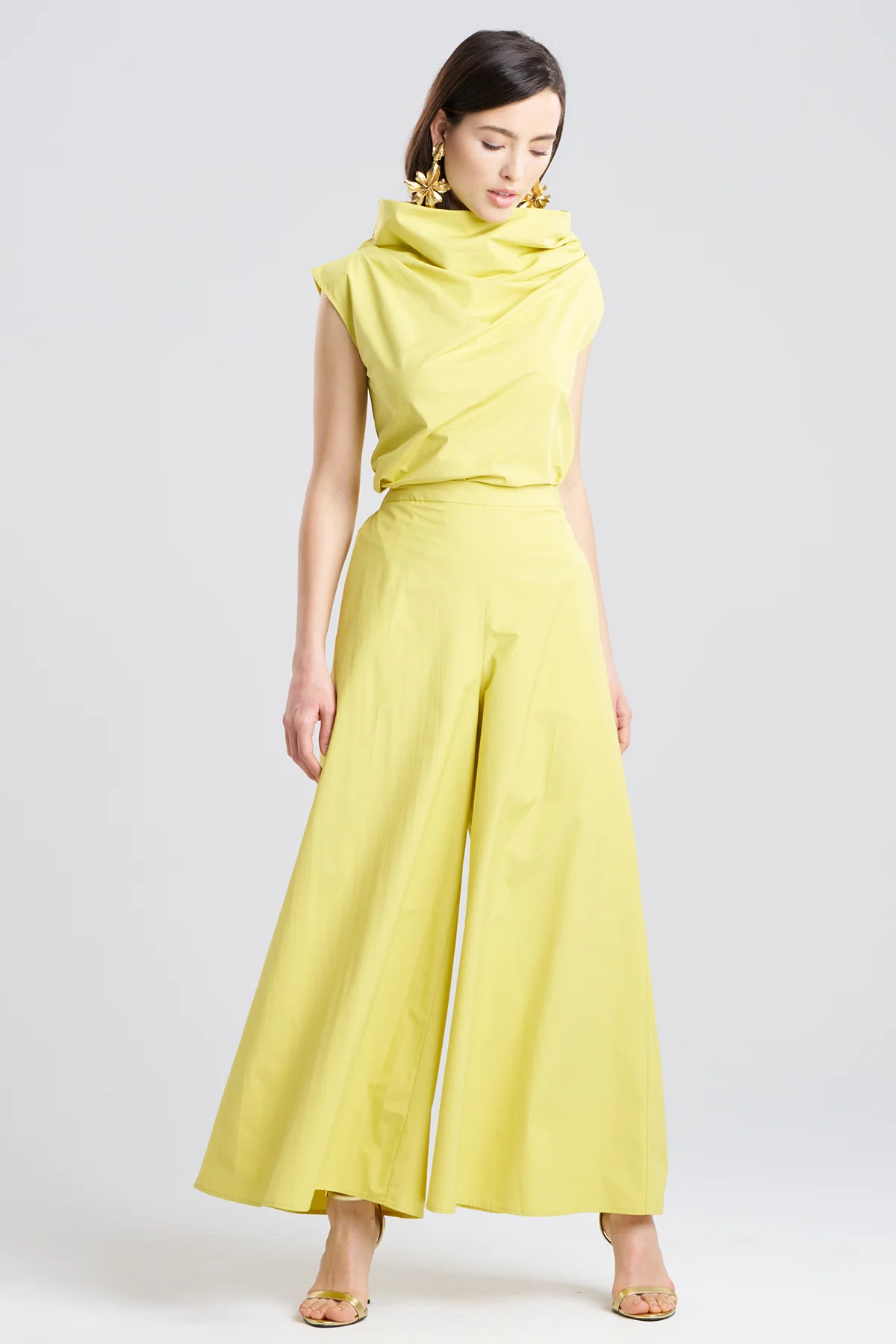 Tech Cotton Taffeta Palazzo Pants