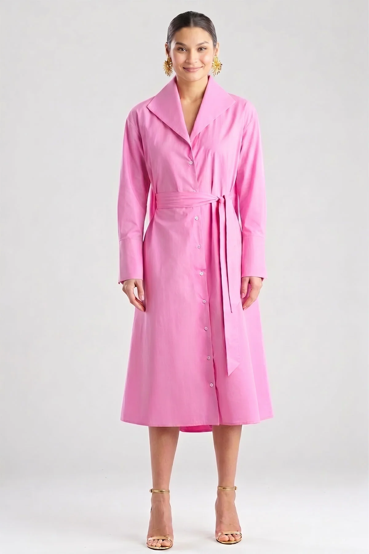 Tech Cotton Taffeta Tunnel Belted Trapeze Dress - Image 2