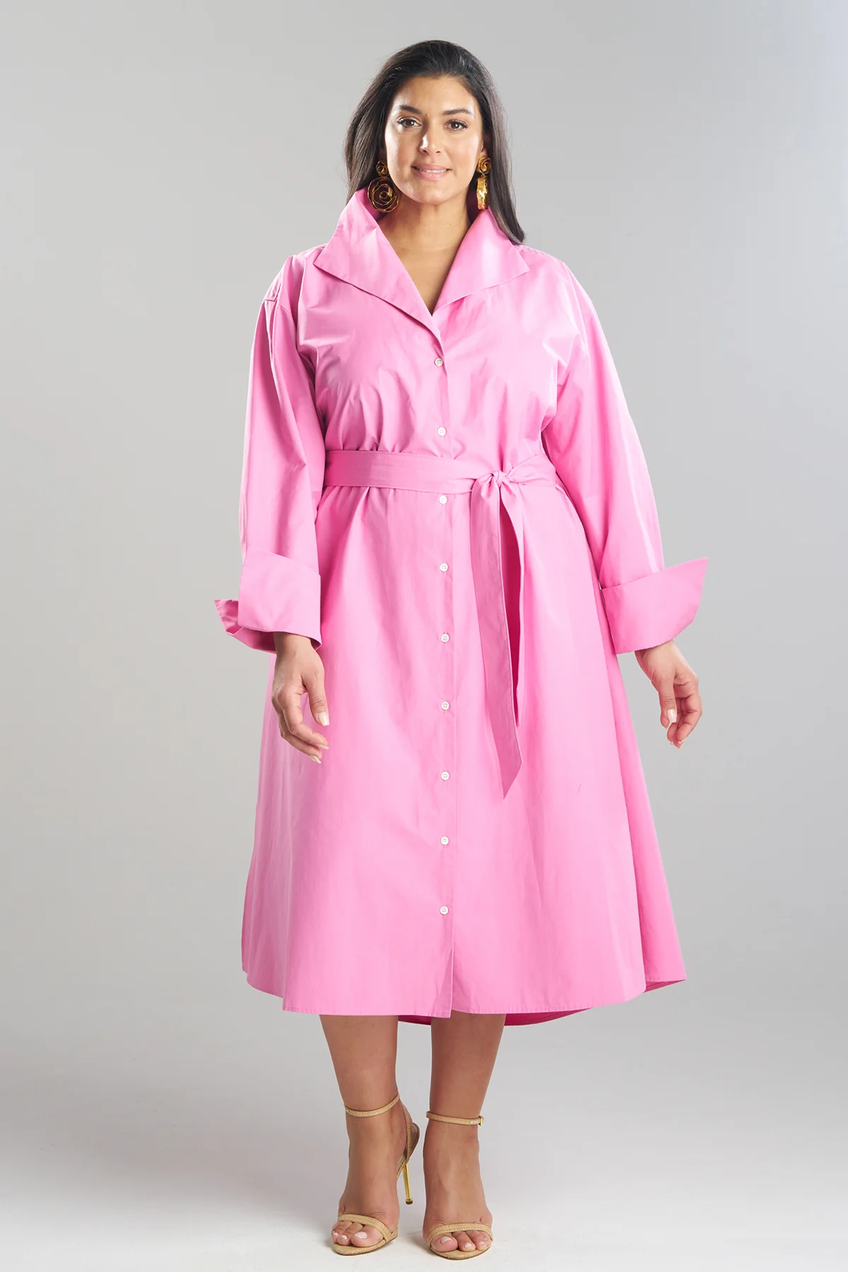 Tech Cotton Taffeta Tunnel Belted Trapeze Dress - Image 4