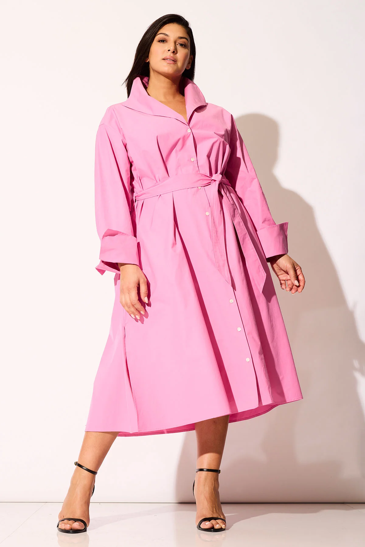 Tech Cotton Taffeta Tunnel Belted Trapeze Dress - Image 6
