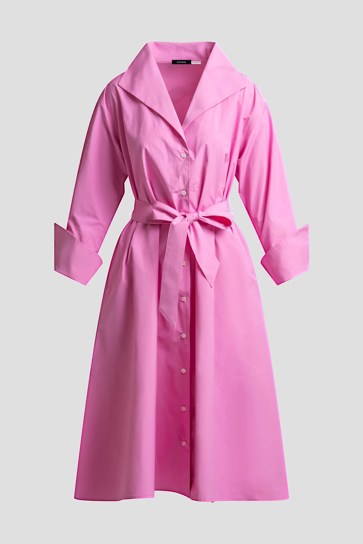 Tech Cotton Taffeta Tunnel Belted Trapeze Dress - Image 7