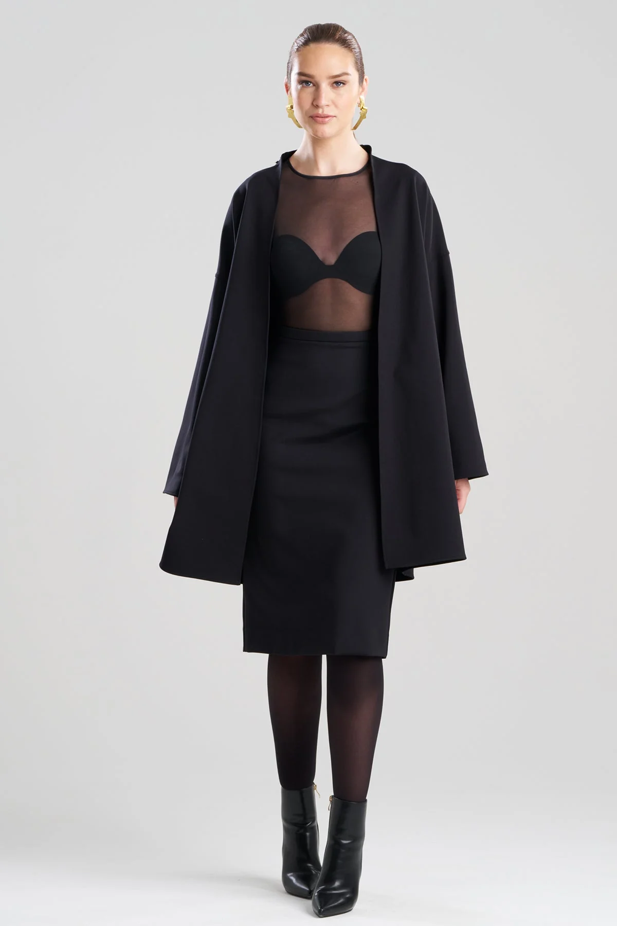 Techno Crepe Trapeze Coat - Image 2