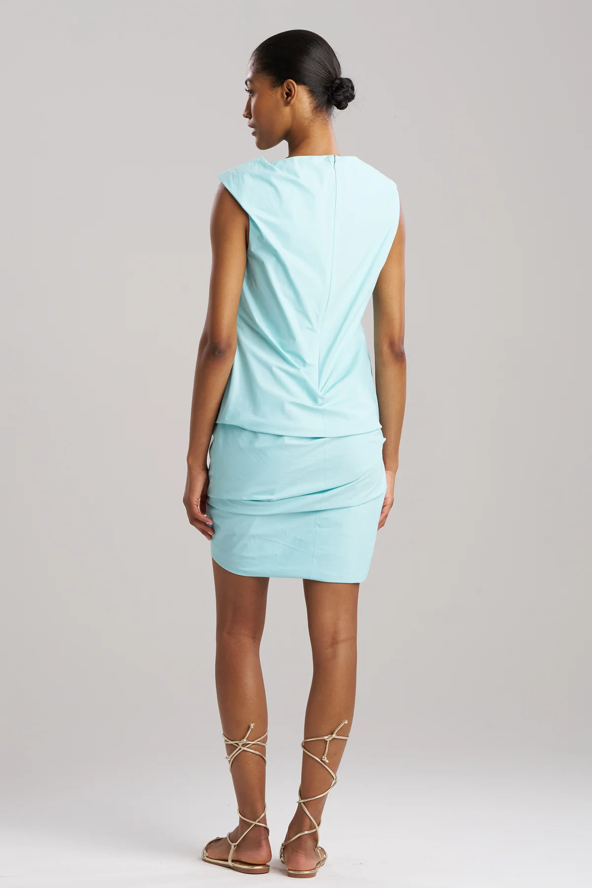 Techno Poplin Asymmetrical Origami Dress - Image 3
