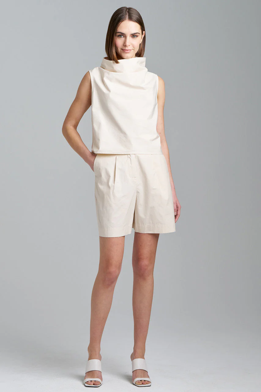 Techno Poplin Cowl Top