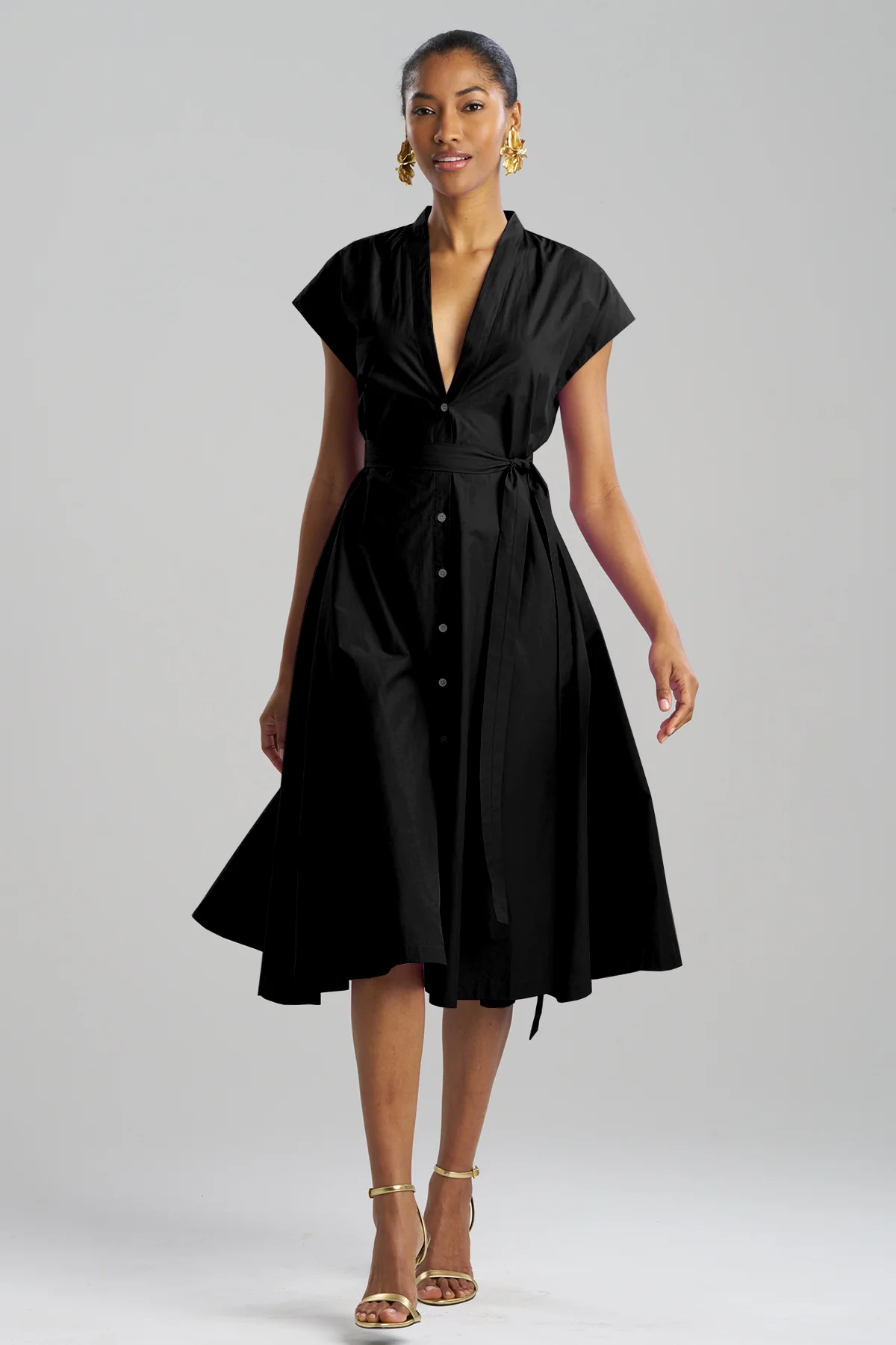 Techno Poplin Tie Front Dress