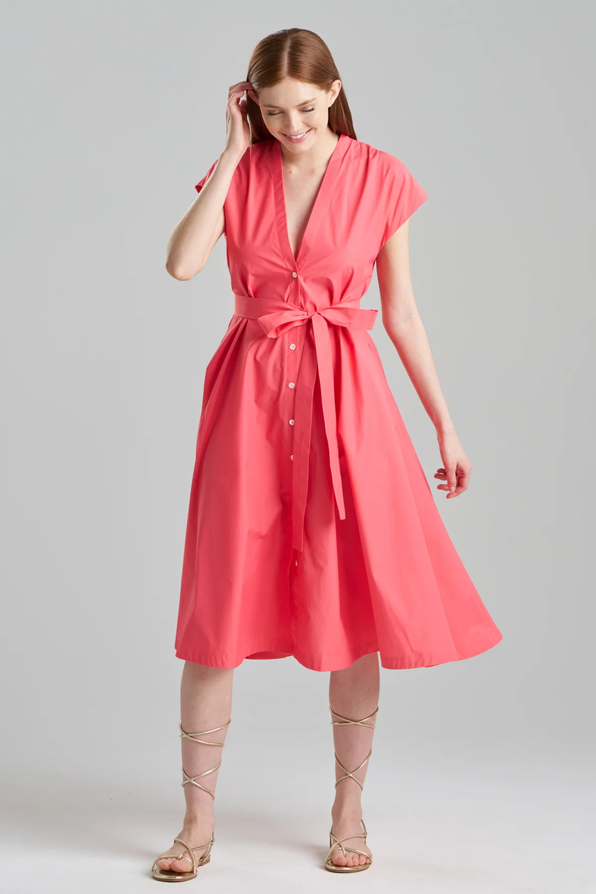 Techno Poplin Tie Front Dress