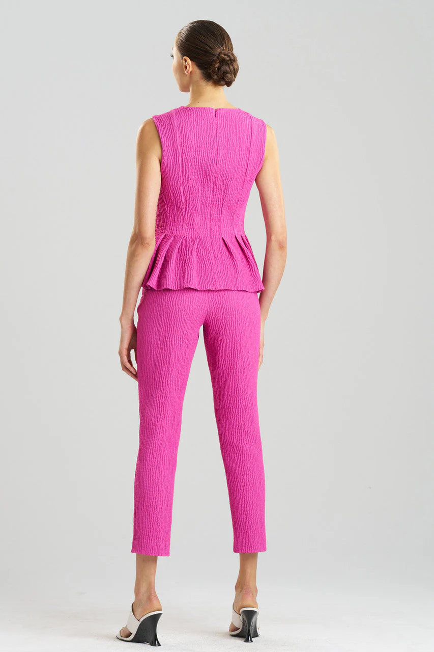 Textured Cotton Jacquard Peplum Top - Image 3