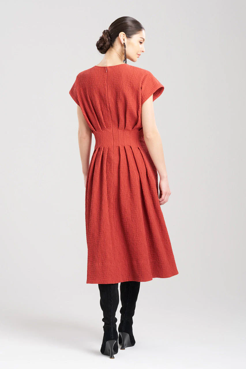 Textured Cotton Jacquard Pleated Dress - Image 2