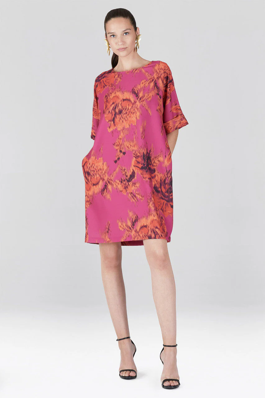 Tie-Dye Floral - Crepe T-Shirt Dress - guava - Image 2