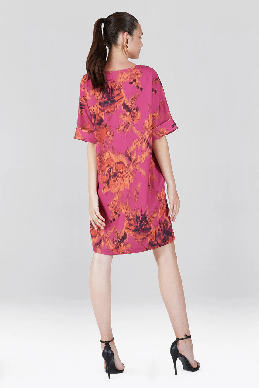 Tie-Dye Floral - Crepe T-Shirt Dress - guava - Image 5
