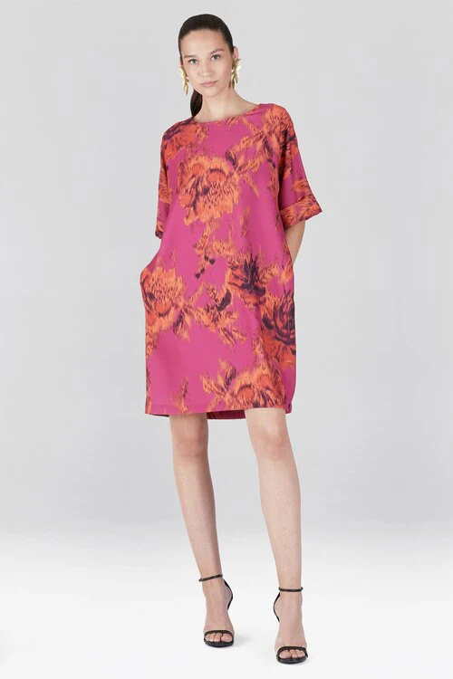 Tie-Dye Floral - Crepe T-Shirt Dress - guava - Image 9