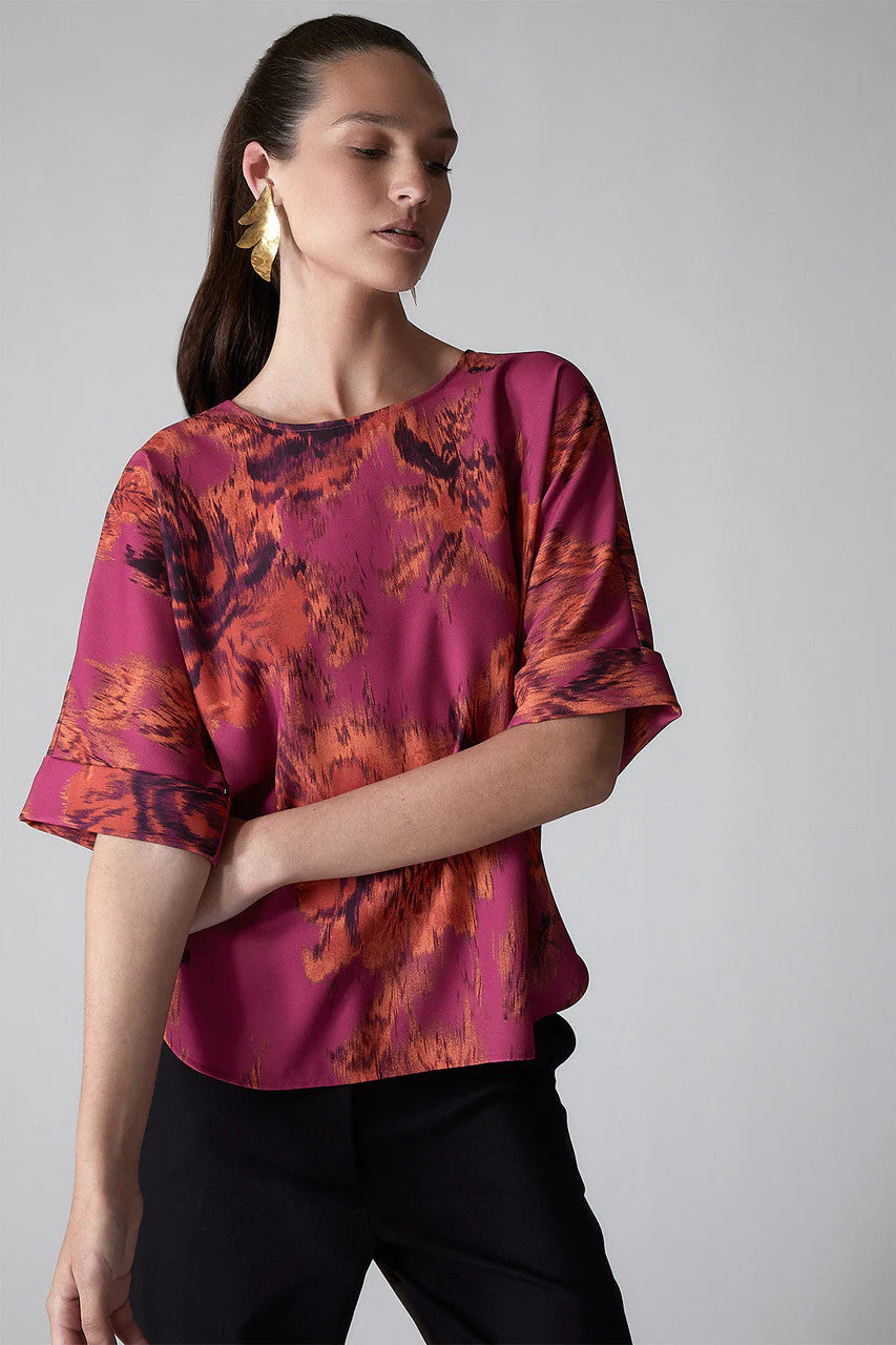 Tie-Dye Floral Crepe T-Shirt Top - Image 3