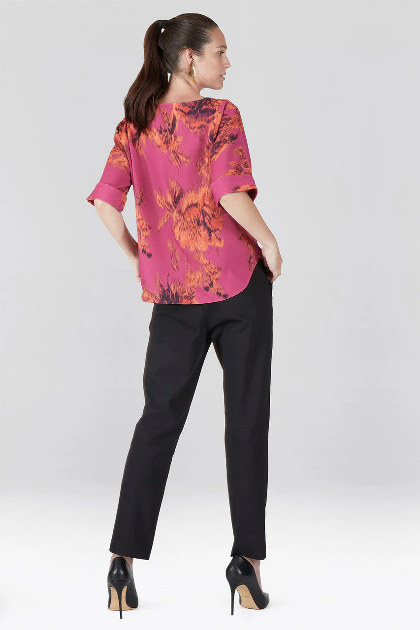Tie-Dye Floral Crepe T-Shirt Top - Image 4