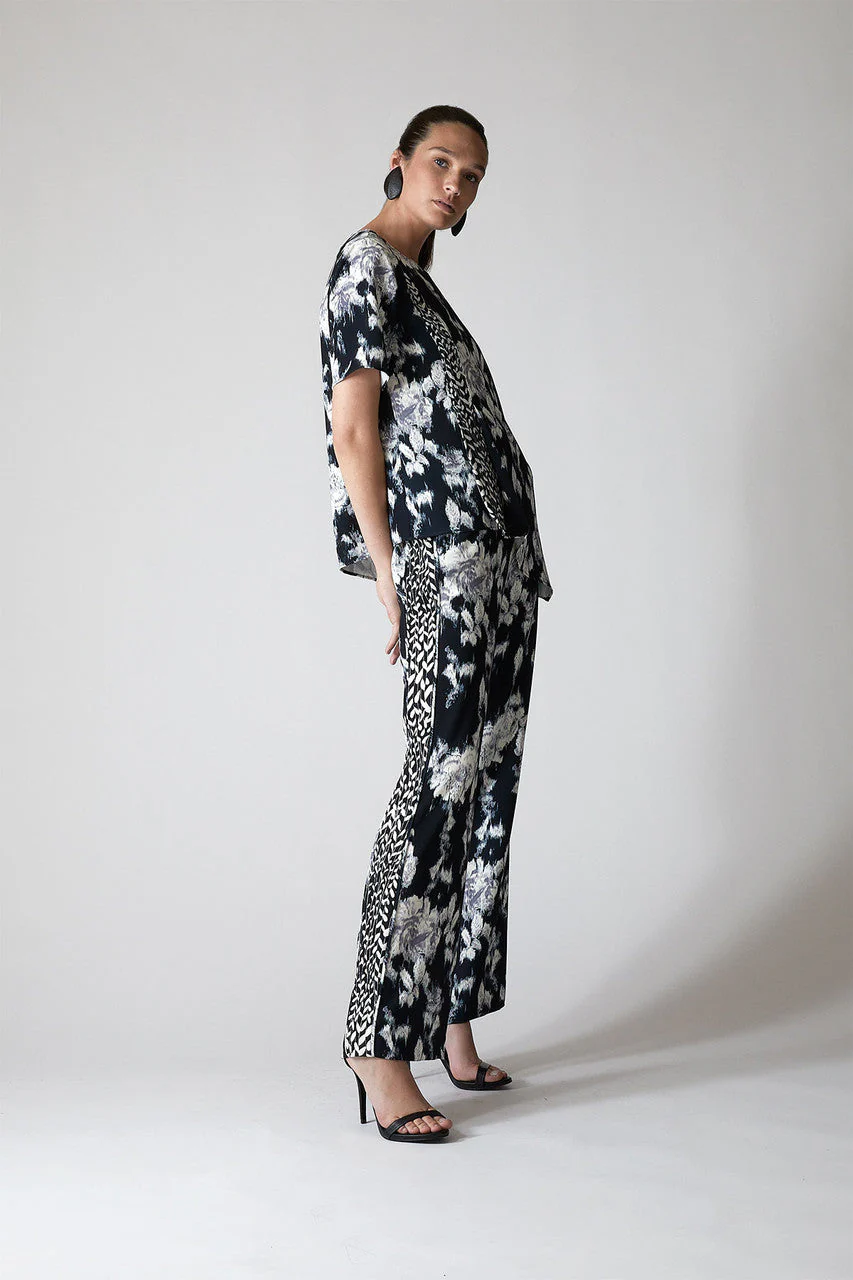 Tie-Dye Floral Fluid Crepe Asymmetrical Hem Top - Image 4