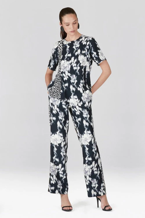 Tie-Dye Floral Fluid Crepe Asymmetrical Hem Top - Image 8
