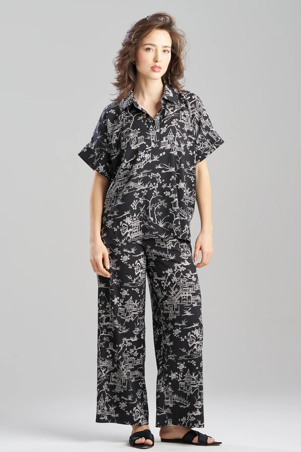 Toile Printed Satin Top - Image 2