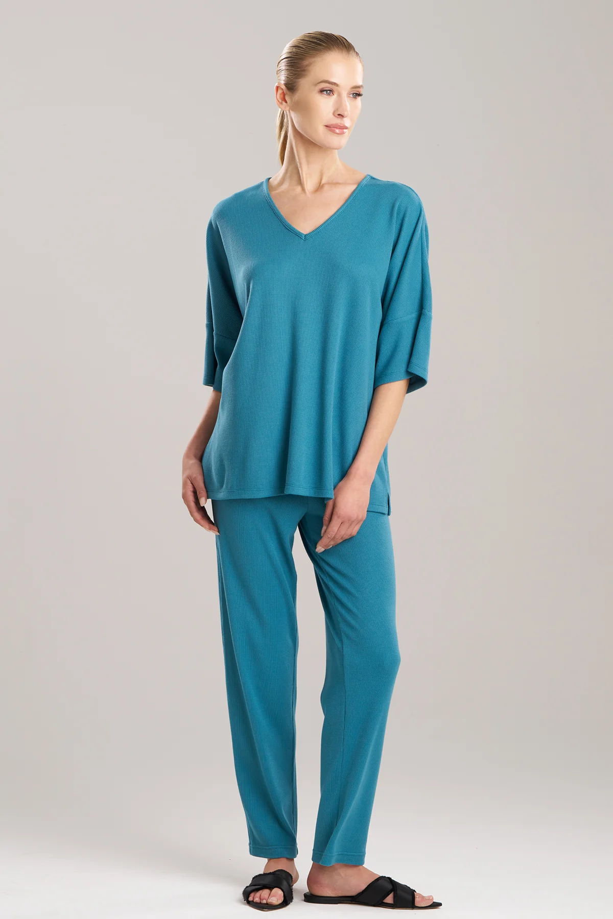 Tranquility Waffle V-Neck Top