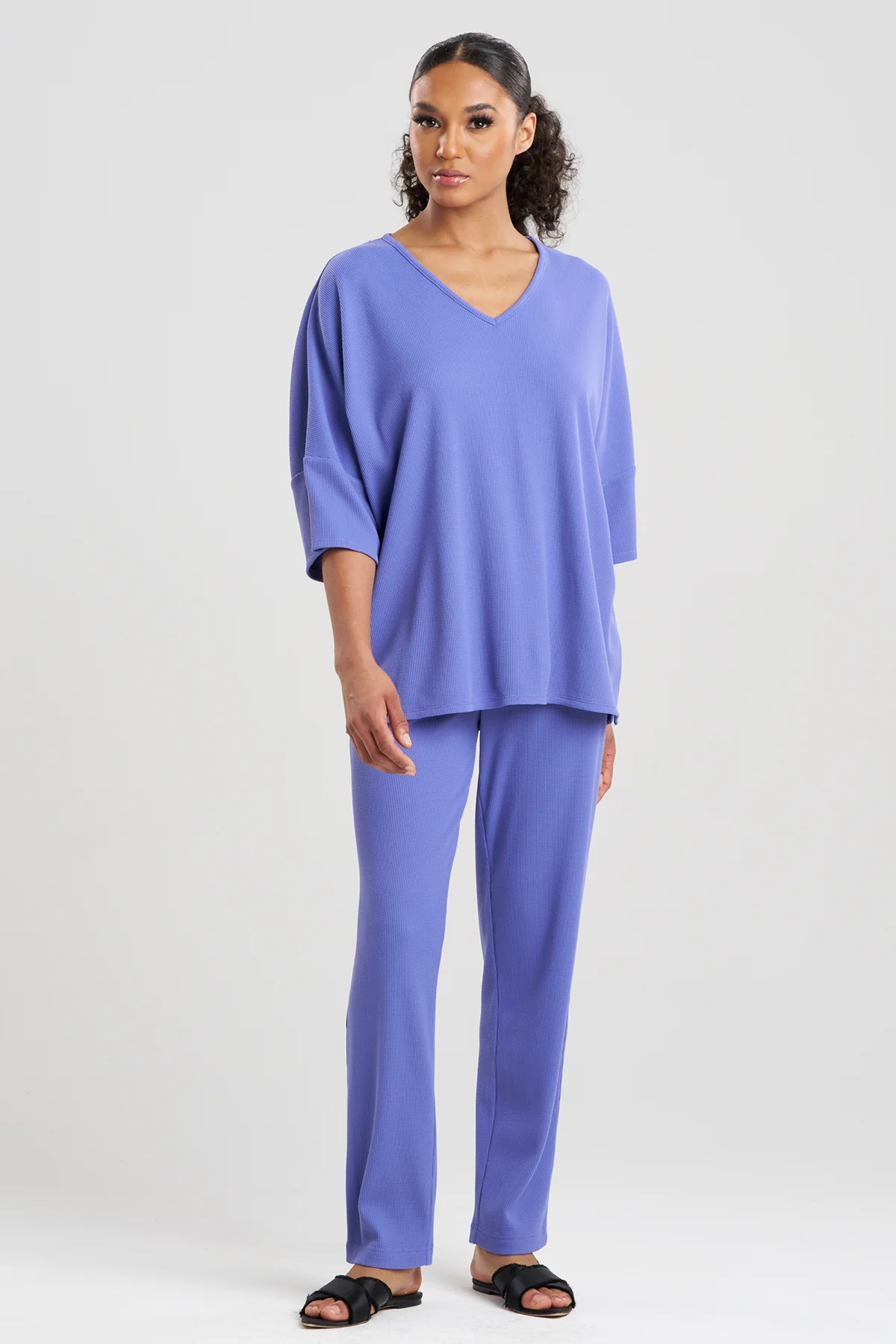 Tranquility Waffle V-Neck Top