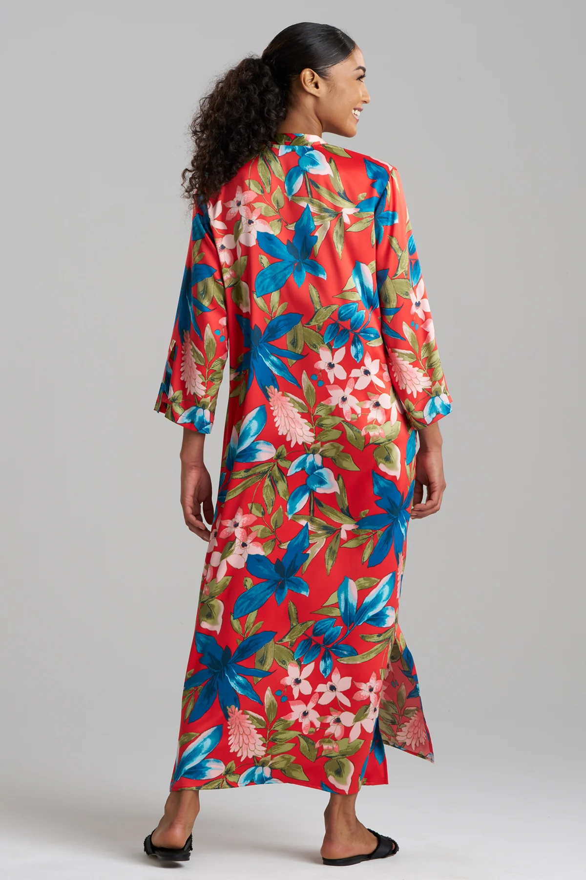 Tropical Breeze Satin Zip Caftan - Image 2