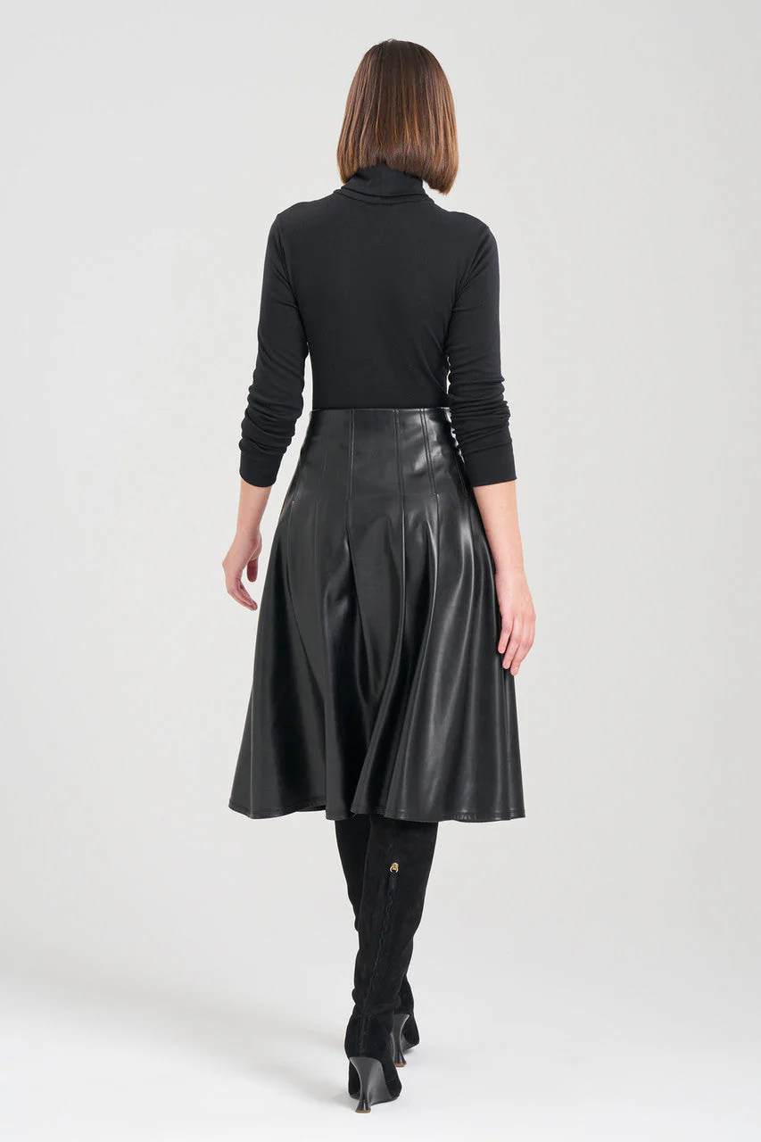 Vegan Luxe Lambskin A-line Pleated Skirt - Image 2