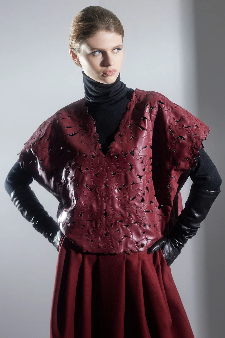 Vegan Luxe Lambskin Cut Out Top - Image 5