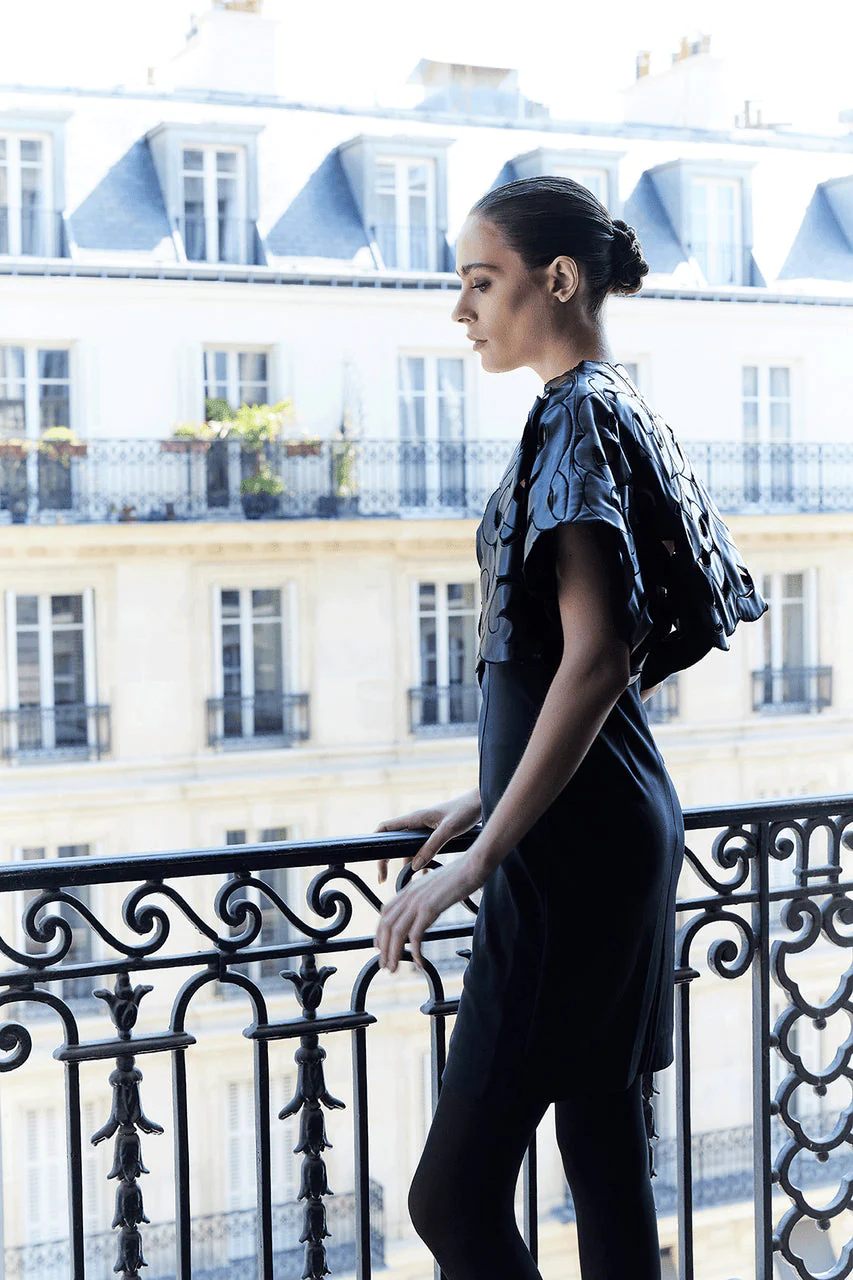 Vegan Luxe Lambskin Embroidered Scroll Bolero - Image 6