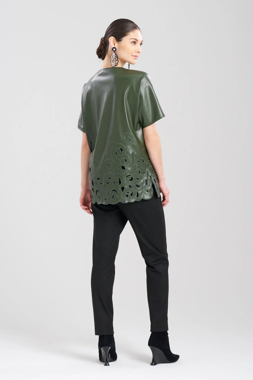 Vegan Luxe Lambskin Embroidered T-Shirt Tunic - Image 2
