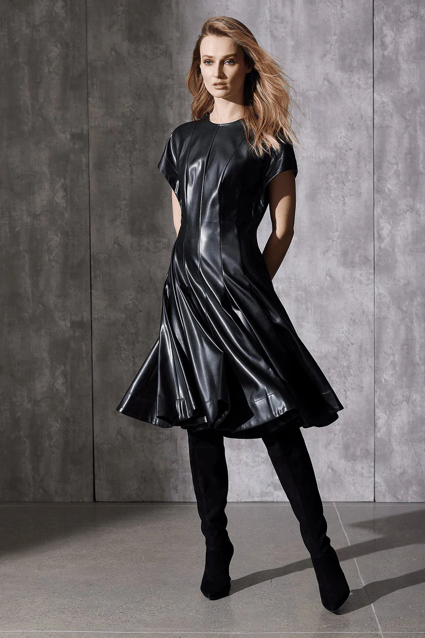 Vegan Luxe Lambskin Fit & Flare Dress - Image 3