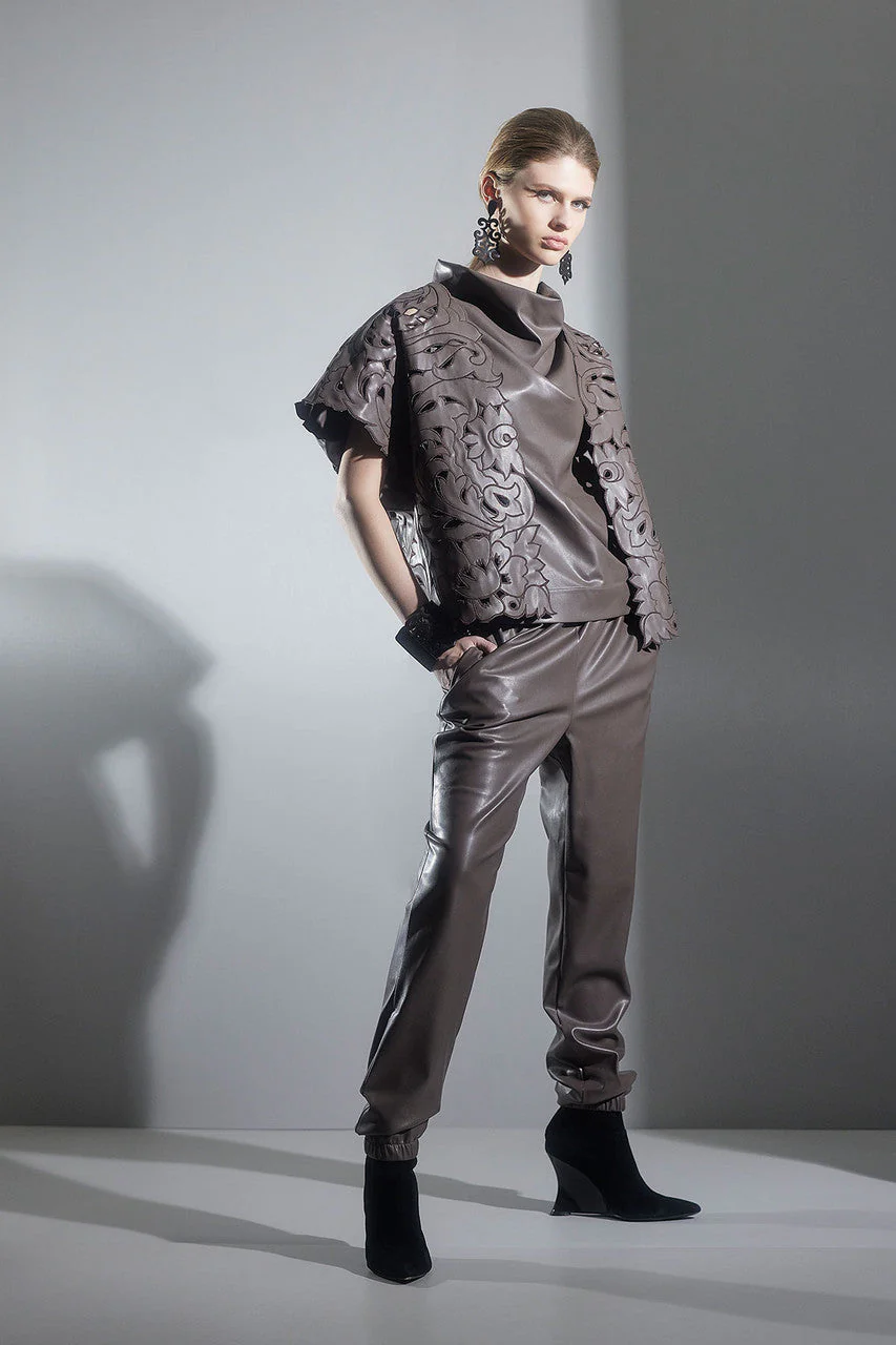 Vegan Luxe Lambskin Jogger Pants - Image 4