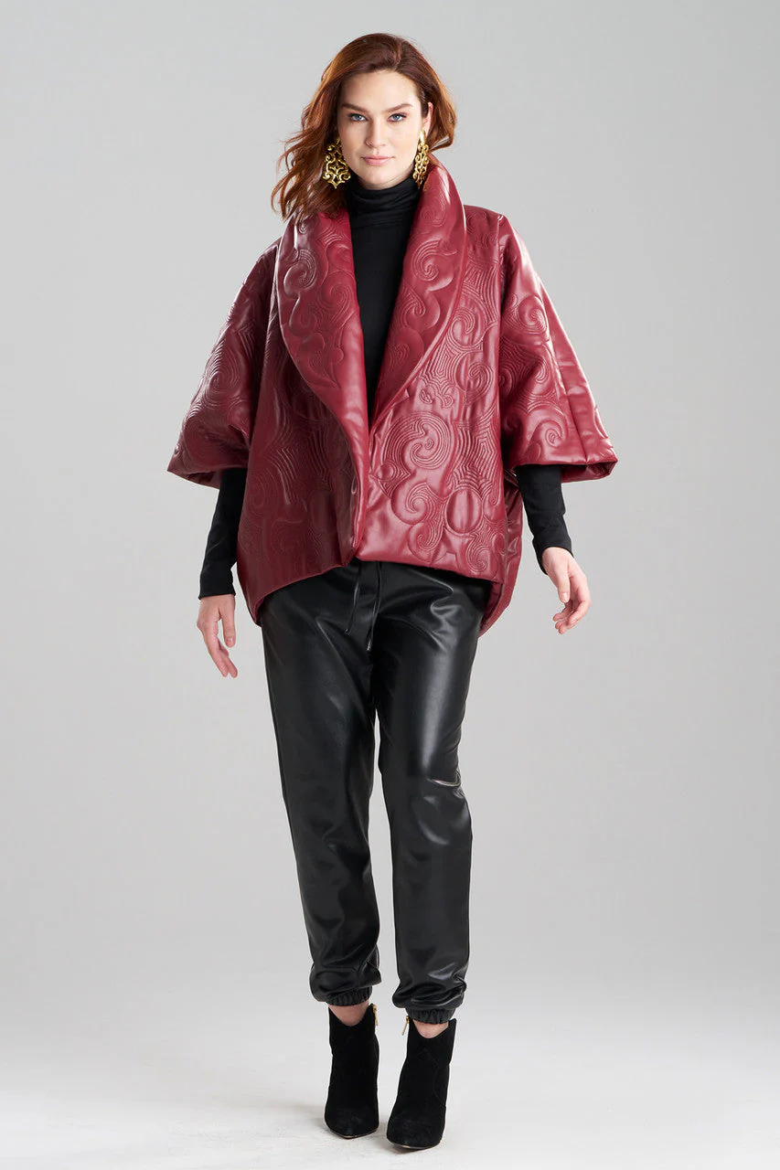 Vegan Luxe Lambskin Padded Shawl Collar Jacket - Image 2