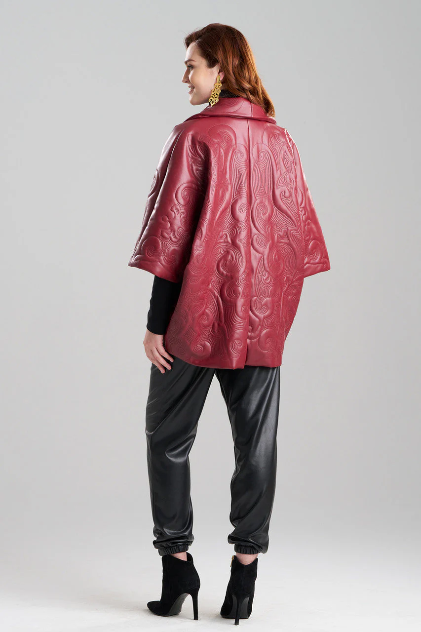 Vegan Luxe Lambskin Padded Shawl Collar Jacket - Image 3